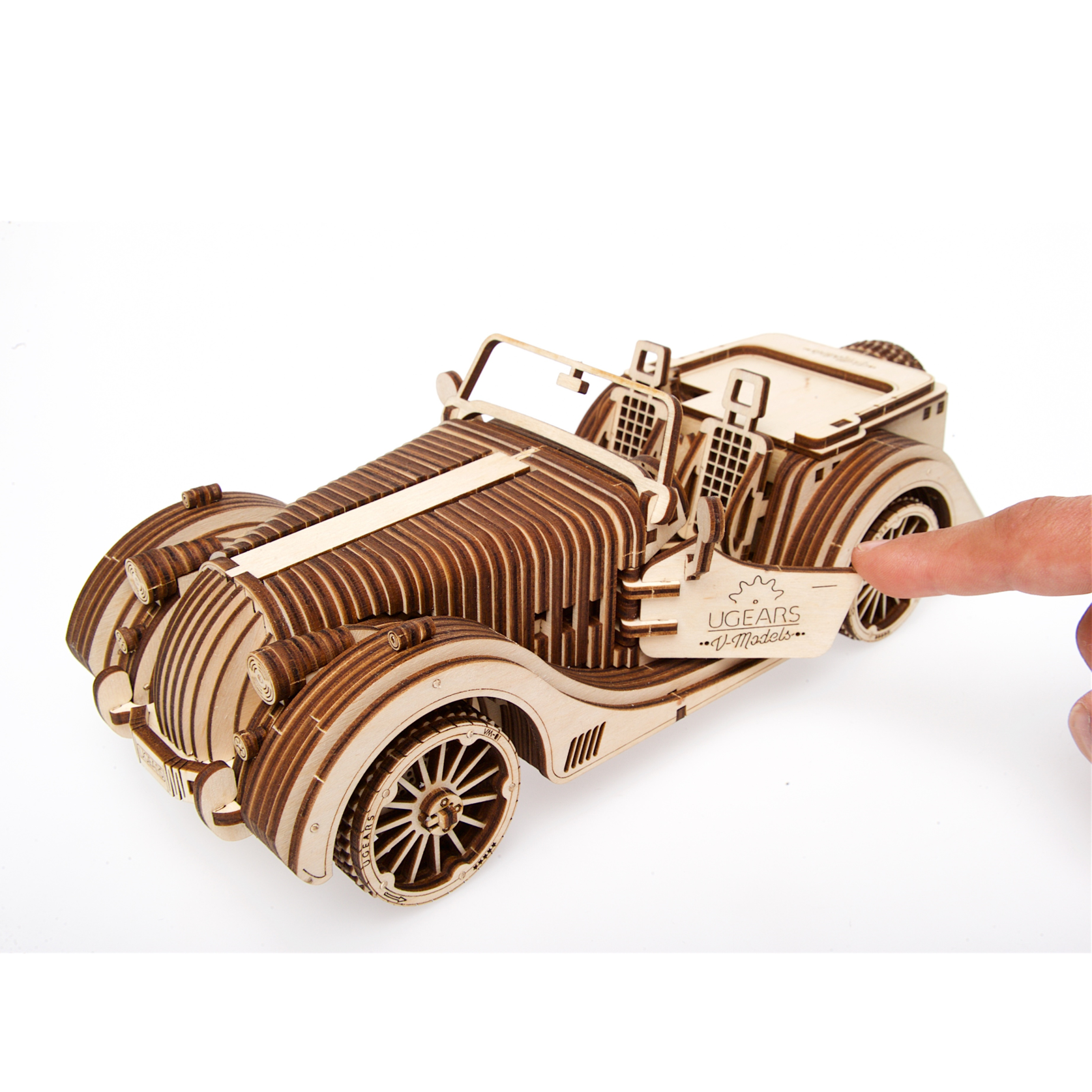 ugears-roadster-vm-01-modello-meccanico-in-legno-auto-sportiva-v8 image 4