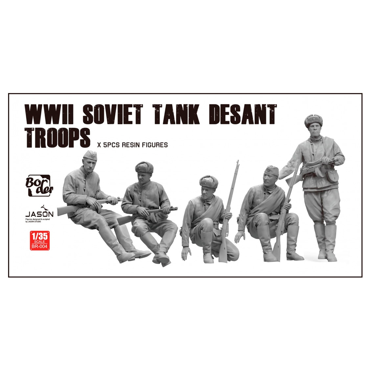 ak-interactive-1-35-wwii-soviet-tank-desant-troops-5-figure-in-resina image 1