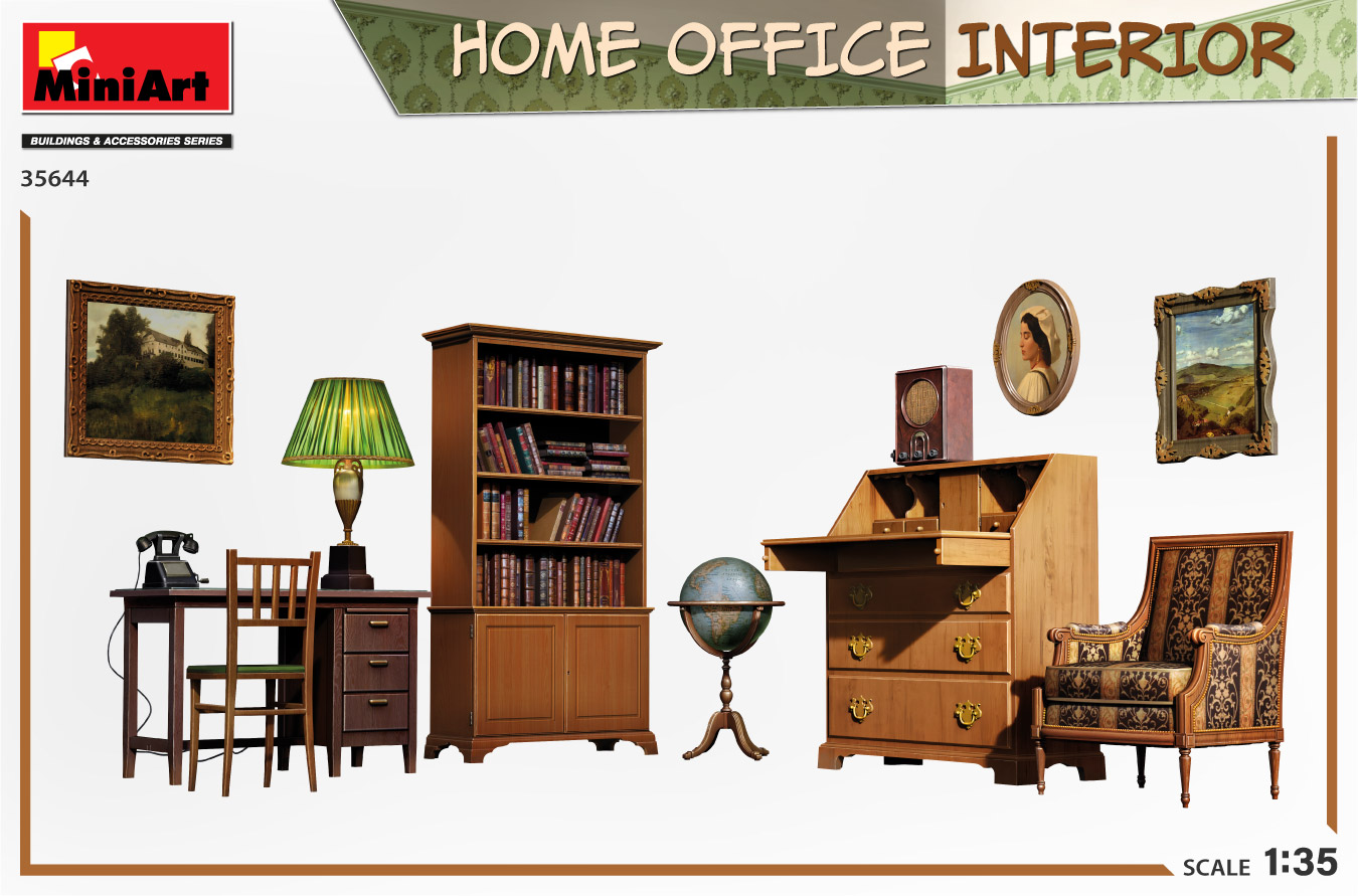 ak-interactive-home-office-interior-scala-1-35-set-diorama-arredamento image 2