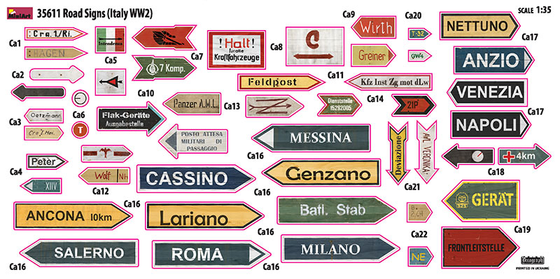 ak-interactive-1-35-road-signs-wwii-italy-set-di-segnali-stradali-per-diorami image 2