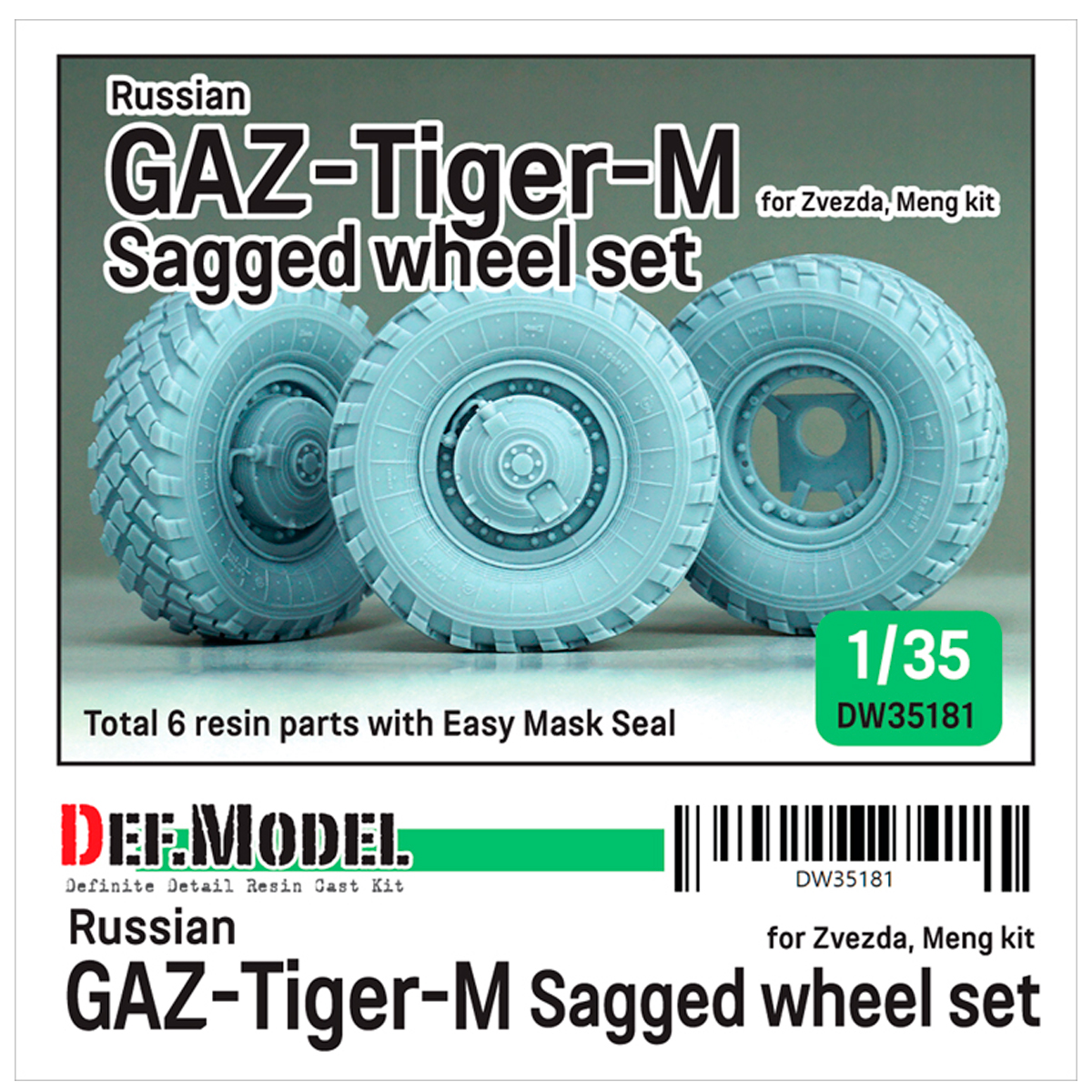 ak-interactive-russian-gaz-tiger-m-sagged-wheel-set-per-kit-zvezda-meng-1-35-set image 1