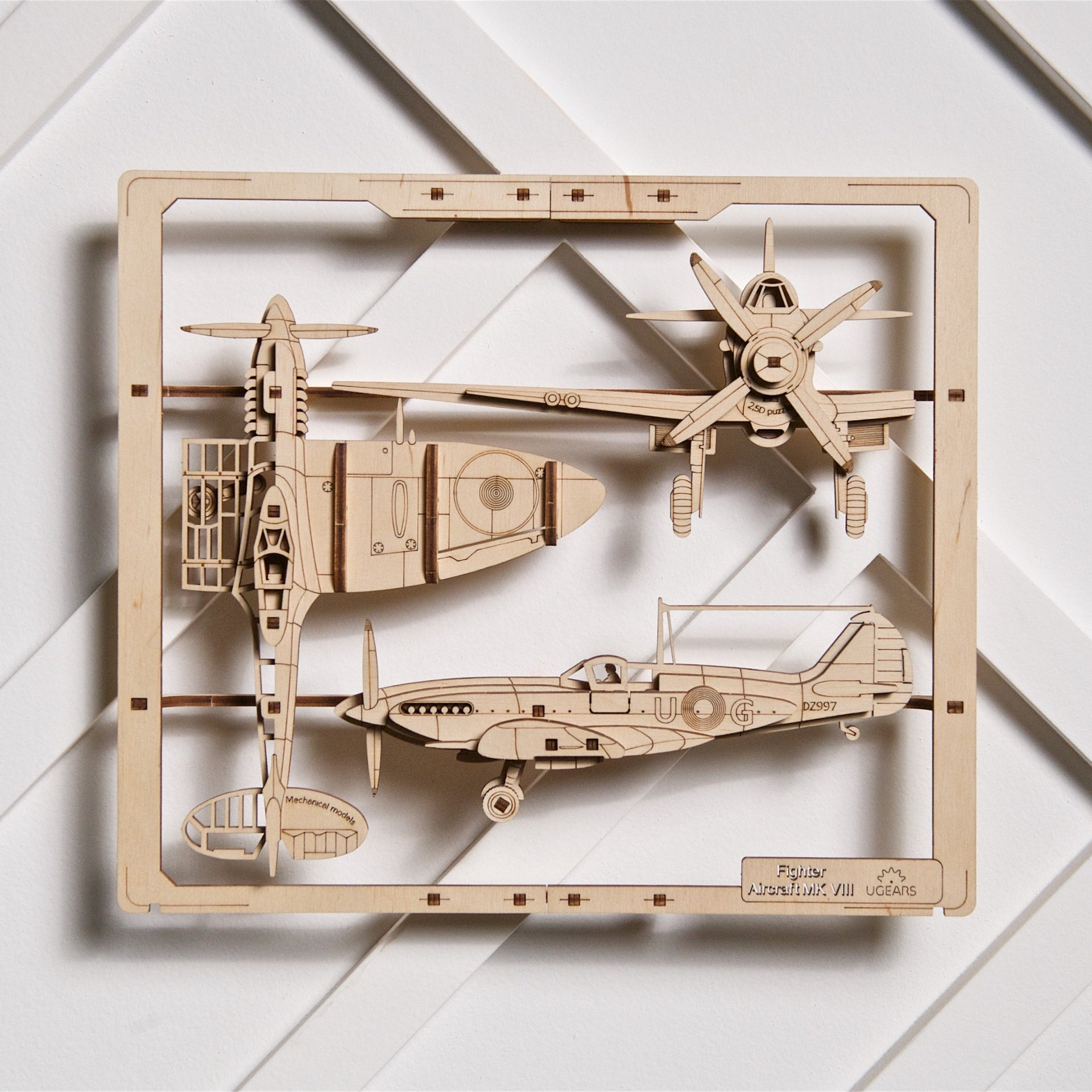 ugears-fighter-aircraft-2-5d-puzzle-spitfire-in-cornice-di-legno image 8