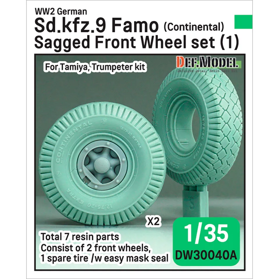 ak-interactive-german-sd-kfz-9-famo-sagged-front-wheel-set-per-tamiya-1-35 image 1
