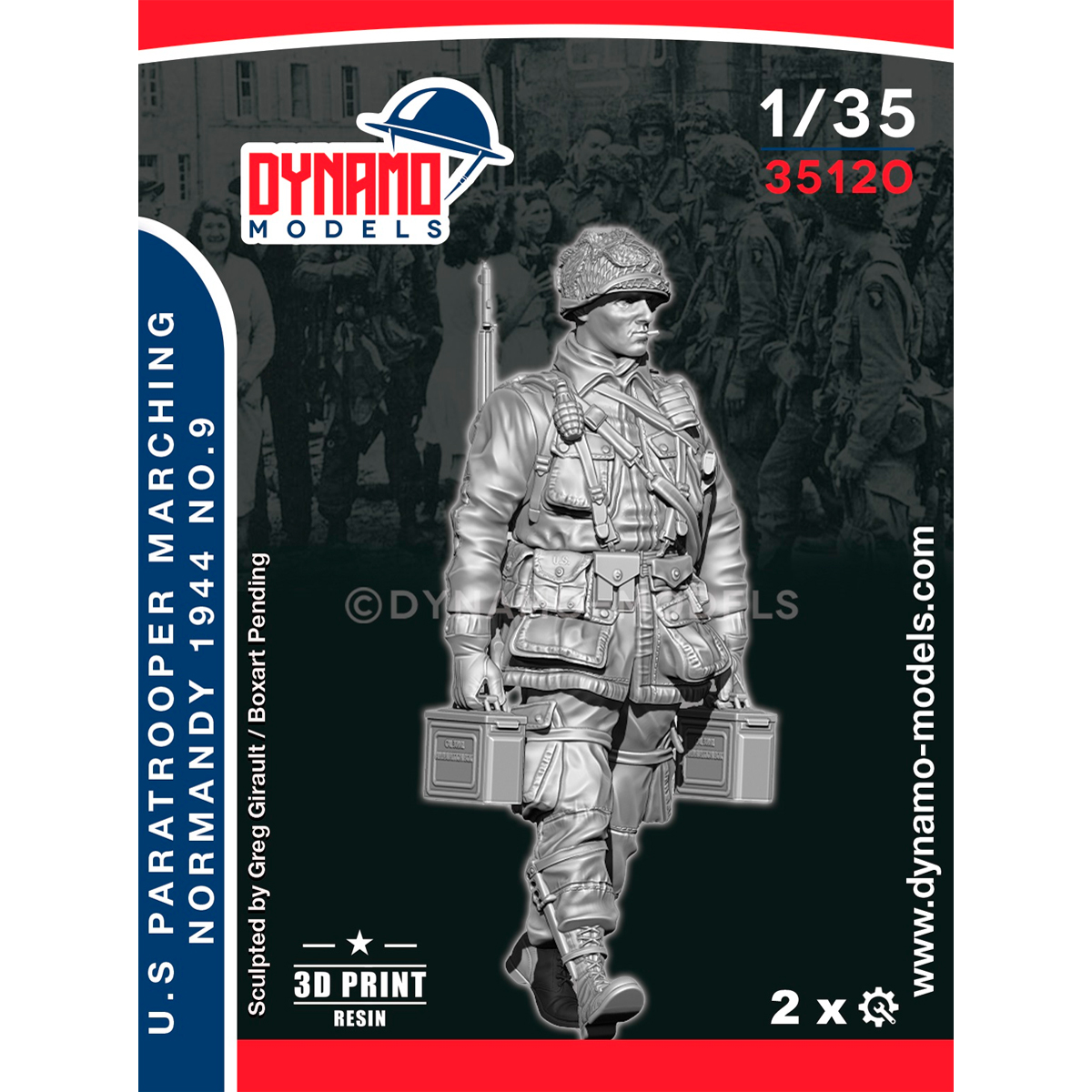 ak-interactive-1-35-u-s-paratrooper-mg-loader-marching-normandy-1944-no-9 image 1