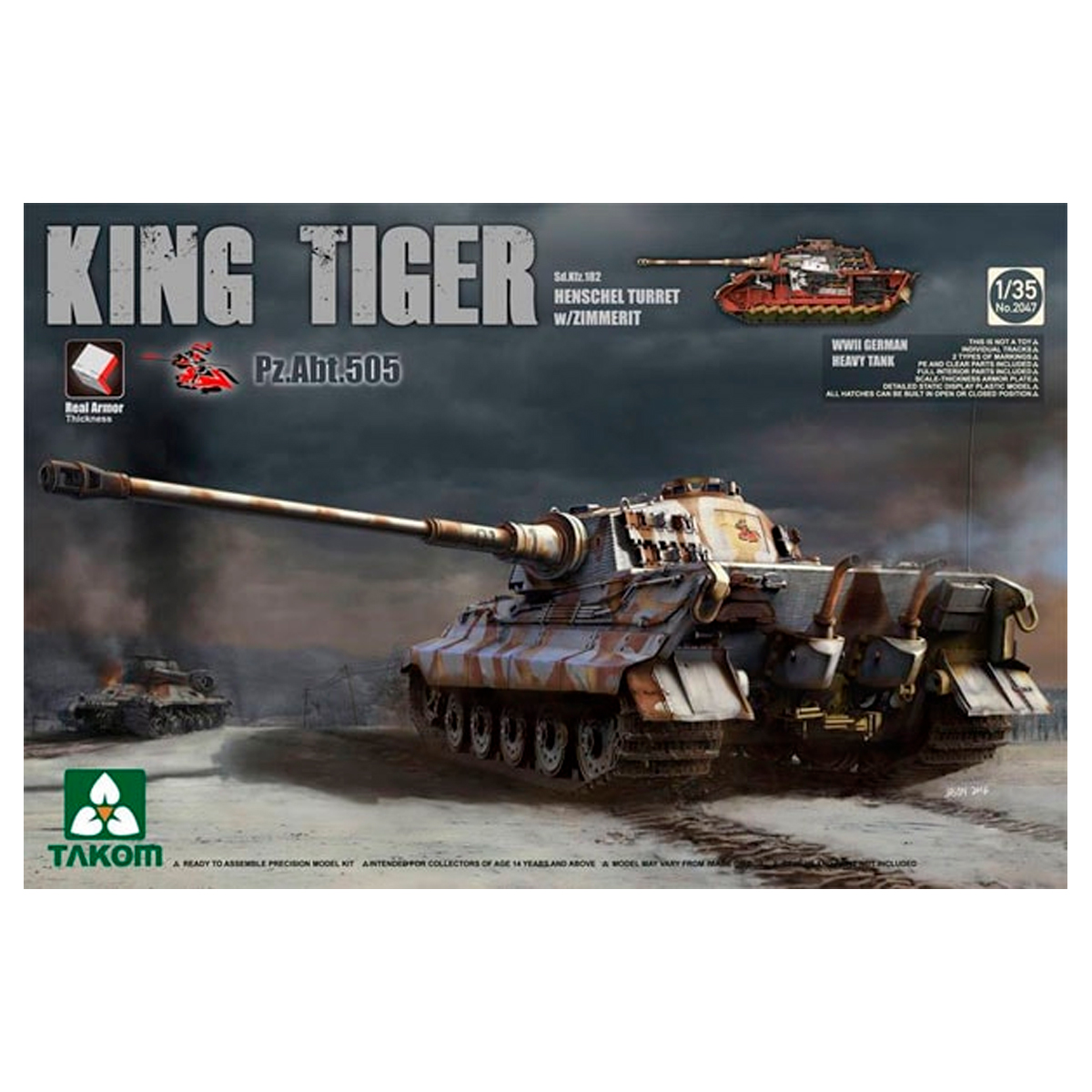 ak-interactive-1-35-king-tiger-henschel-turret-con-zimmerit-pz-abt-505-kit-model image 1
