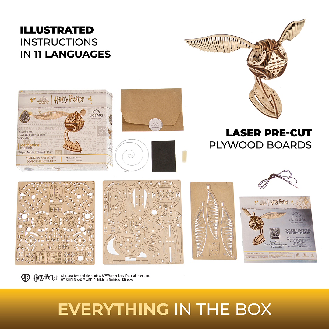 ugears-golden-snitch-harry-potter-boccino-d-oro-modellino-in-legno-3d image 6