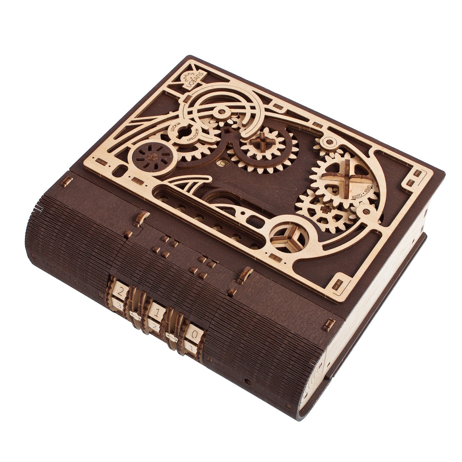 ugears-book-of-secrets-cassaforte-libro-in-legno-meccanica-3d-con-serratura-adva image 3