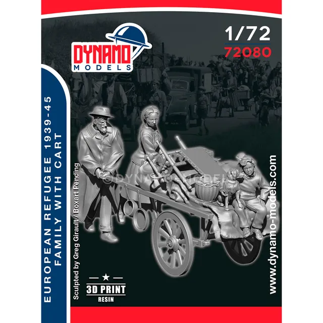 ak-interactive-1-72-civilian-refugee-family-with-cart-kit-modellismo-con-carrett image 1