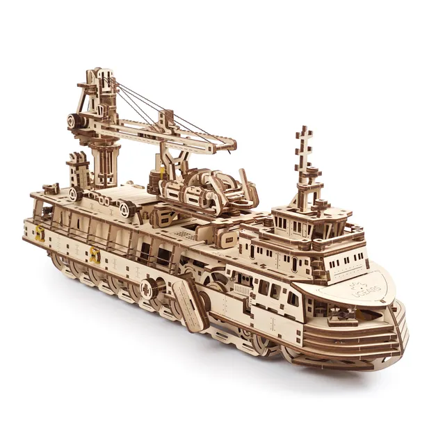 ugears-research-vessel-kit-di-modellismo-in-legno-3d-nave-da-ricerca-meccanica image 1