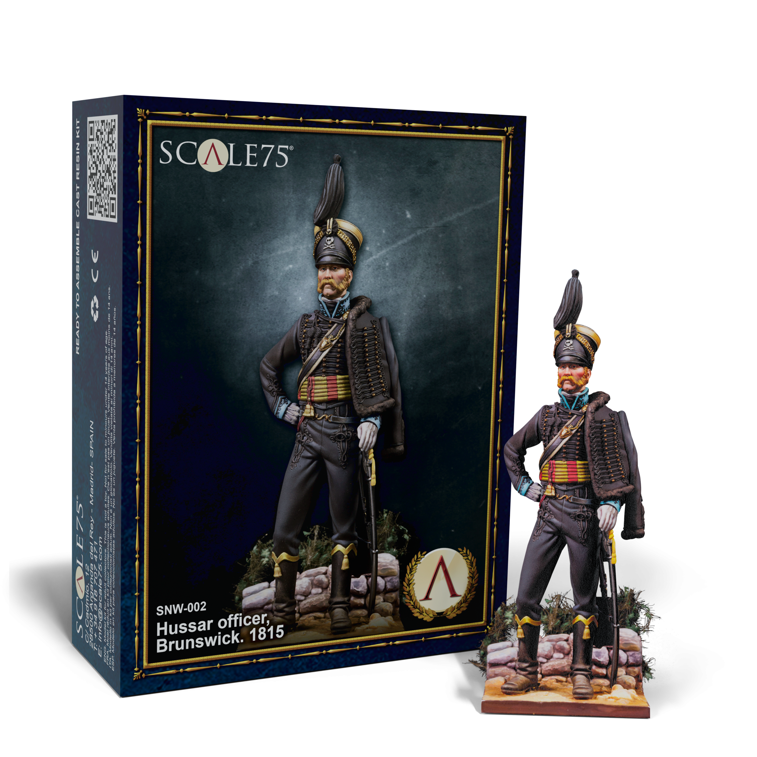 scale75-hussar-officer-brunswick-1815-figura-storica-napoleonic-a-75mm-in-resina image 1