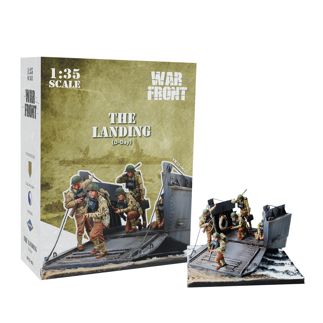 scale75-the-landing-d-day-scena-1-35-con-5-figure-e-lancia-da-sbarco-in-resina image 1