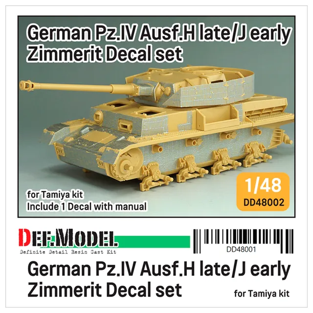 ak-interactive-wwii-pz-iv-ausf-h-late-j-early-zimmerit-decal-set-1-48-per-tamiya image 1