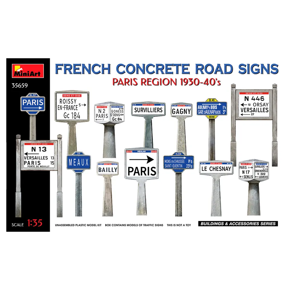 ak-interactive-1-35-french-concrete-road-signs-1930-40s-paris-region-set-di-segn image 1