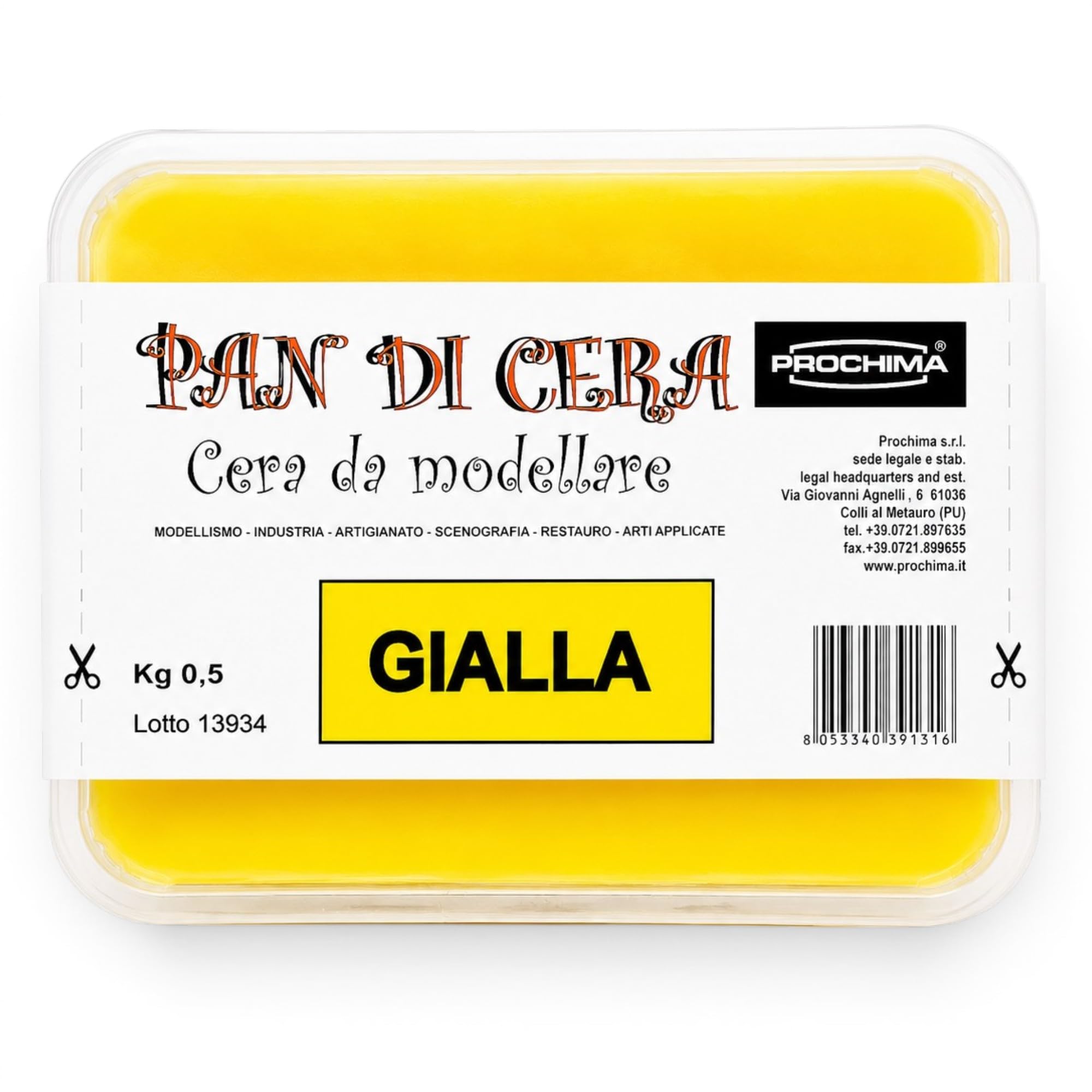 prochima-pan-di-cera-gialla-500-g-pasta-dura-da-modellare-e-fusione image 1