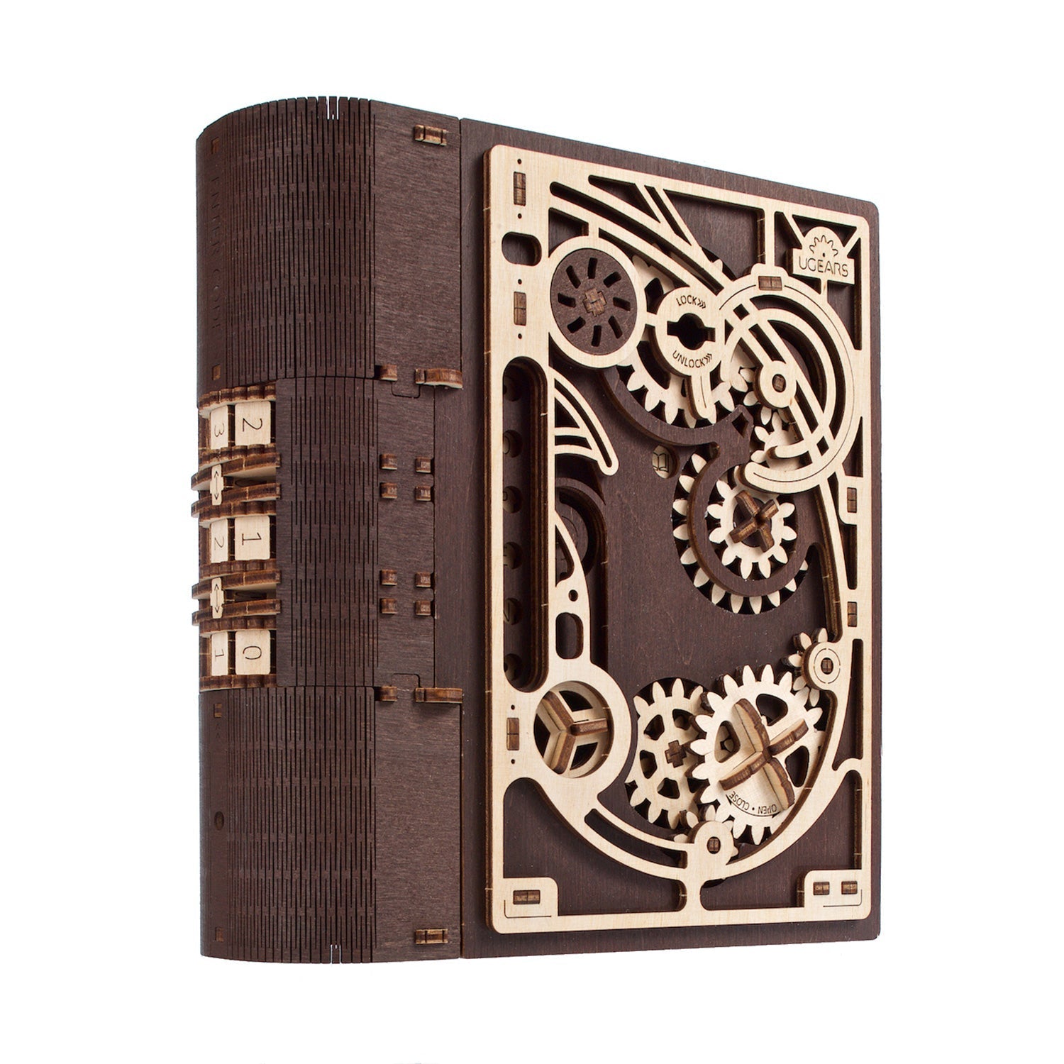 ugears-book-of-secrets-cassaforte-libro-in-legno-meccanica-3d-con-serratura-adva image 1