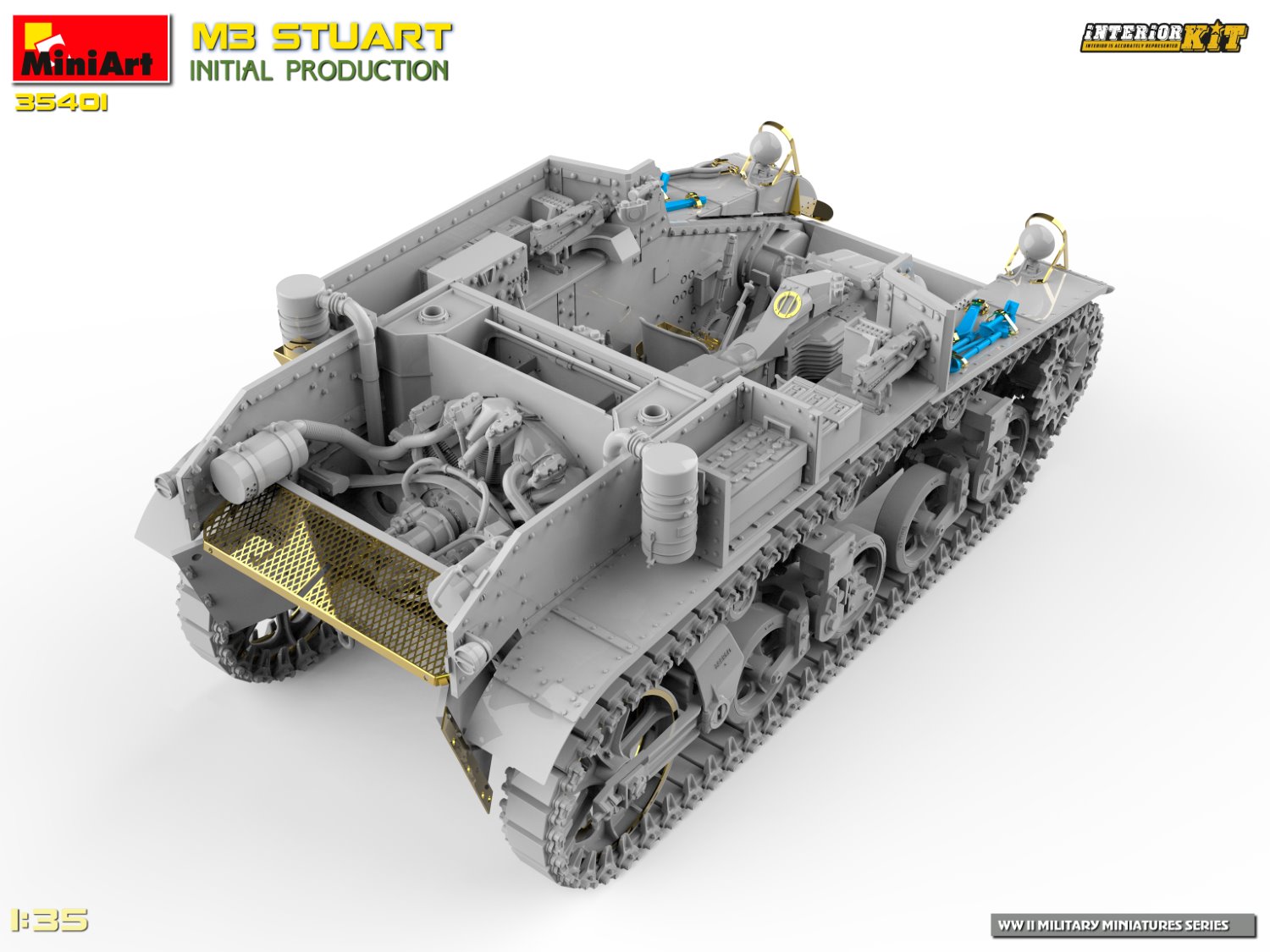 ak-interactive-1-35-m3-stuart-initial-prod-interior-kit-kit-modellismo-carro-arm image 5