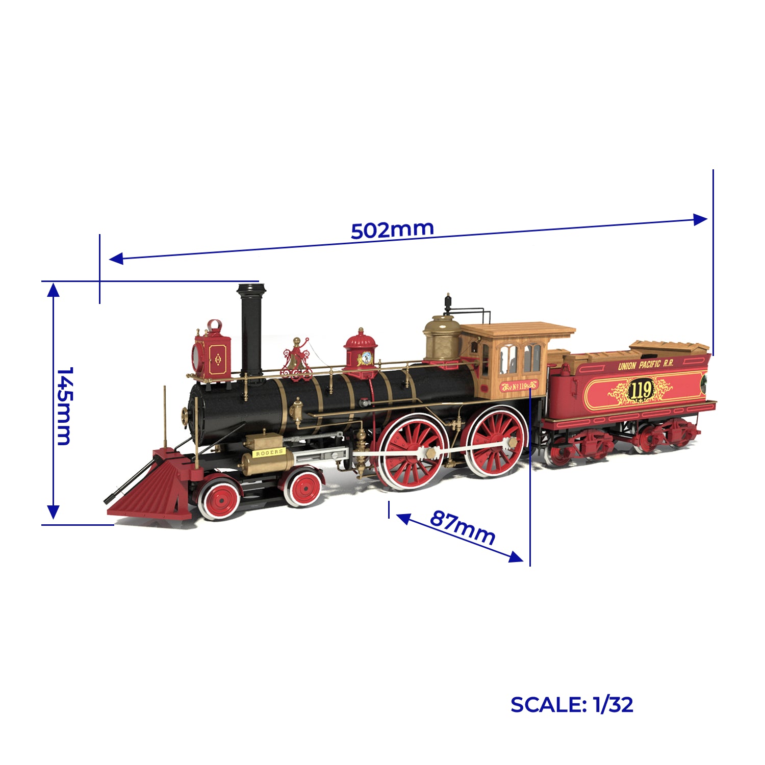 occre-rogers-119-locomotiva-4-4-0-american-kit-modellismo-ferroviario image 2