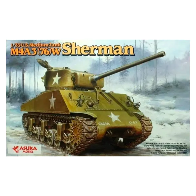 ak-interactive-u-s-medium-tank-m4a3-76-w-sherman-scala-1-35-kit-modello-carro-ar image 1