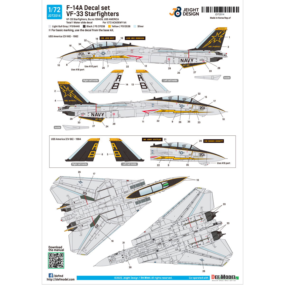 ak-interactive-f-14a-vf-33-decal-set-per-kit-academy-1-72-set-decalcomanie image 3