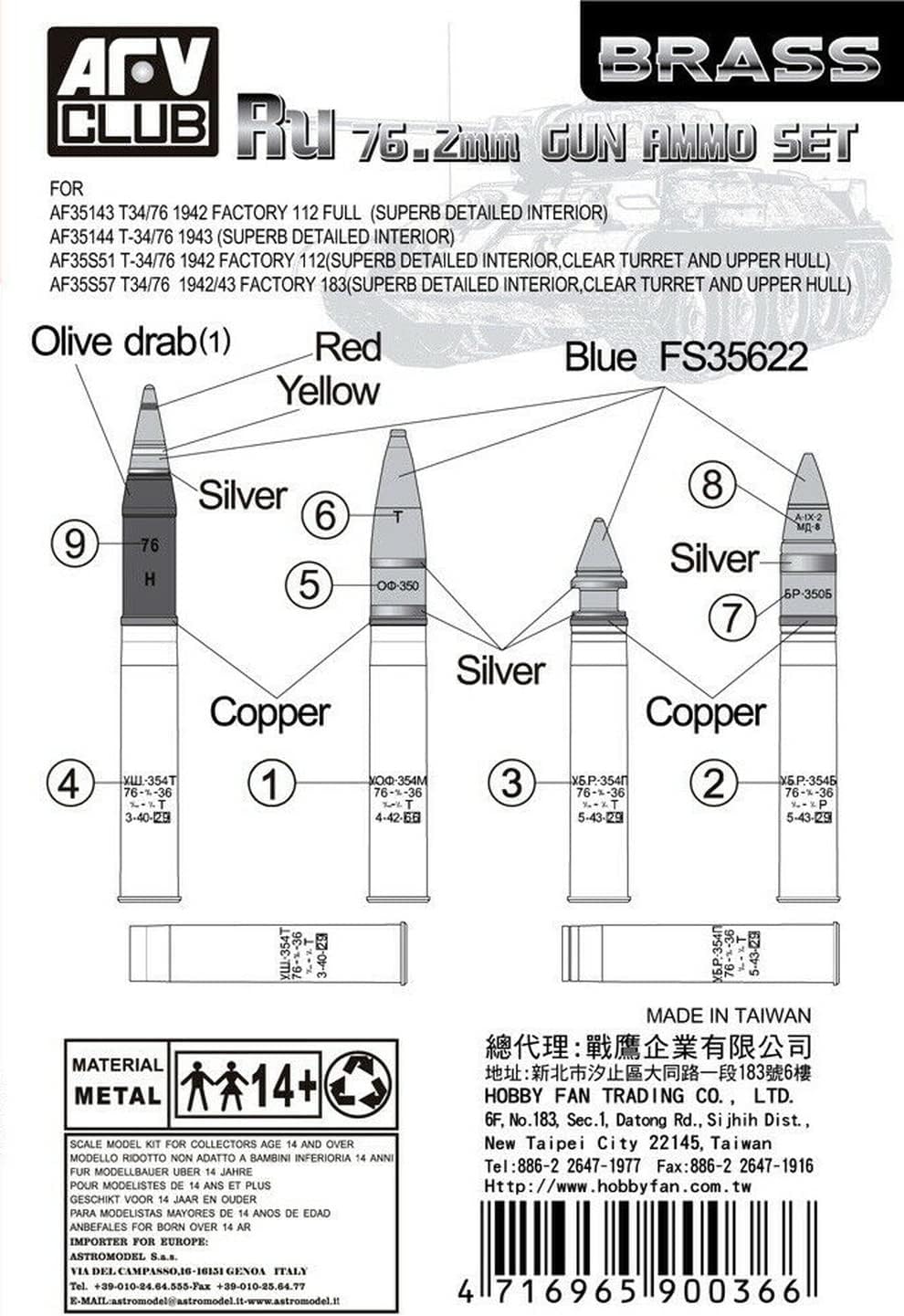 ak-interactive-brass-ru-76-2mm-gun-ammo-set-1-35-munizioni-in-ottone-per-modelli image 2