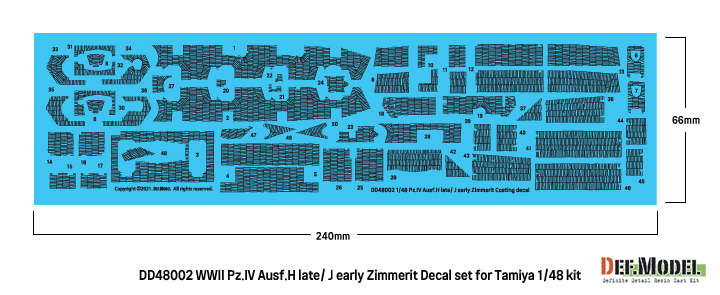 ak-interactive-wwii-pz-iv-ausf-h-late-j-early-zimmerit-decal-set-1-48-per-tamiya image 2