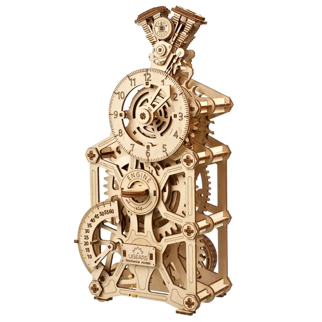 ugears-engine-clock-orologio-meccanico-da-tavolo-a-motore-con-pendolo image 1