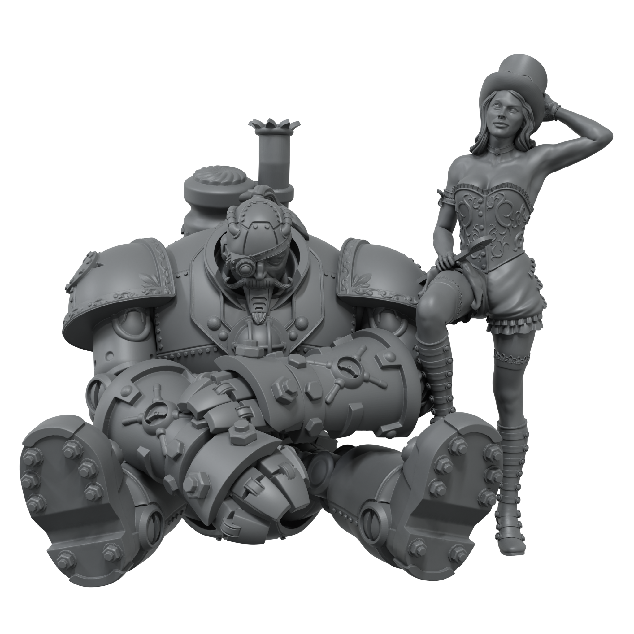 scale75-steam-wars-liz-coppercotton-george-steelheart-miniatura-resina-75-mm image 3