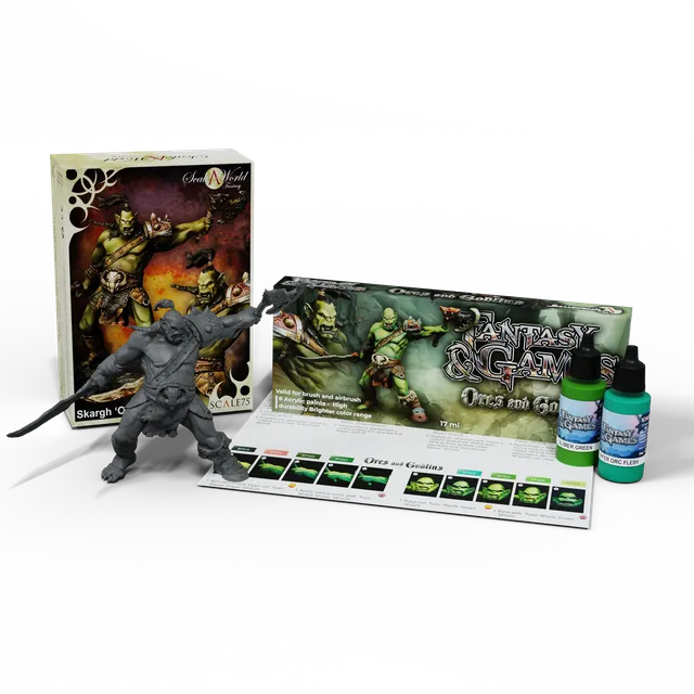 scale75-pack-orcs-and-goblins-shargh-orc-fury-set-pitture-sse-016-miniatura-scf- image 1