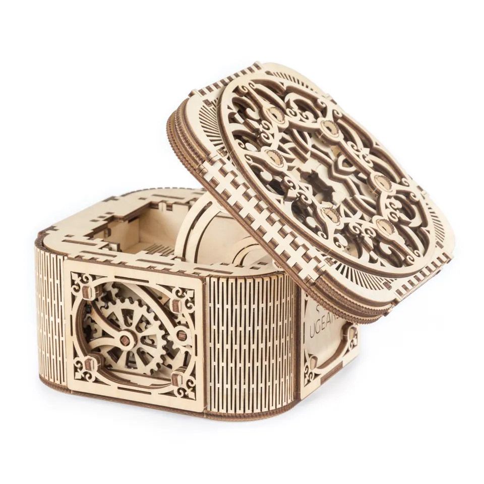 ugears-treasure-box-scatola-portagioie-meccanica-in-legno-da-costruire image 1