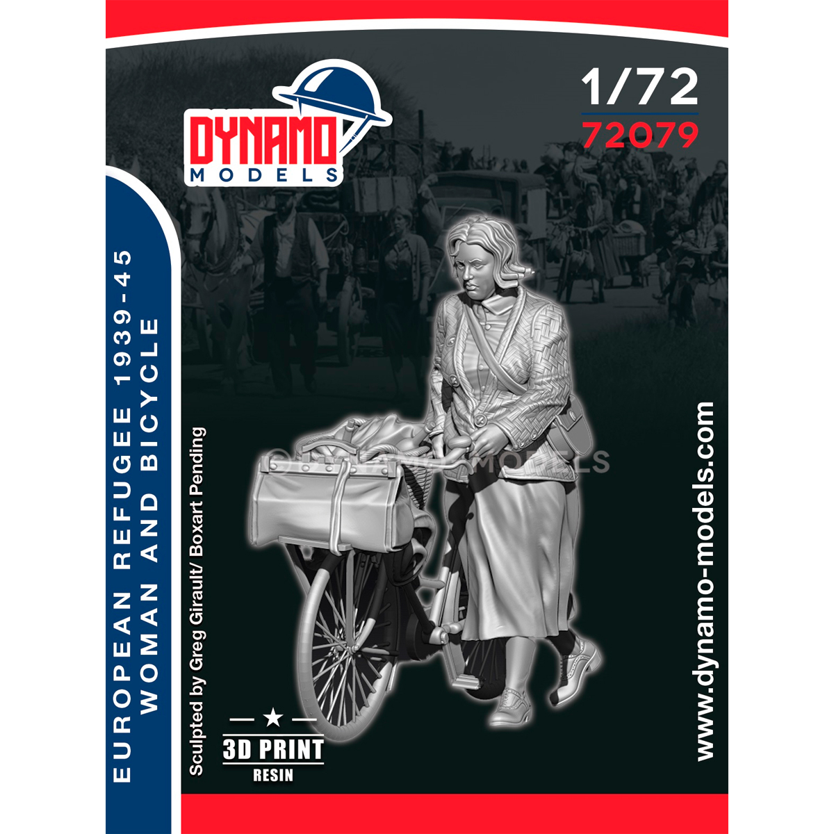 ak-interactive-1-72-civilian-refugee-woman-and-bicycle-kit-figure-civili image 1