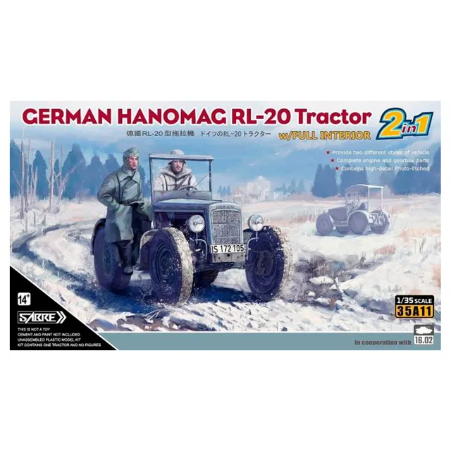 ak-interactive-1-35-german-hanomag-rl-20-tractor-con-interno-completo-kit-2-in-1 image 1