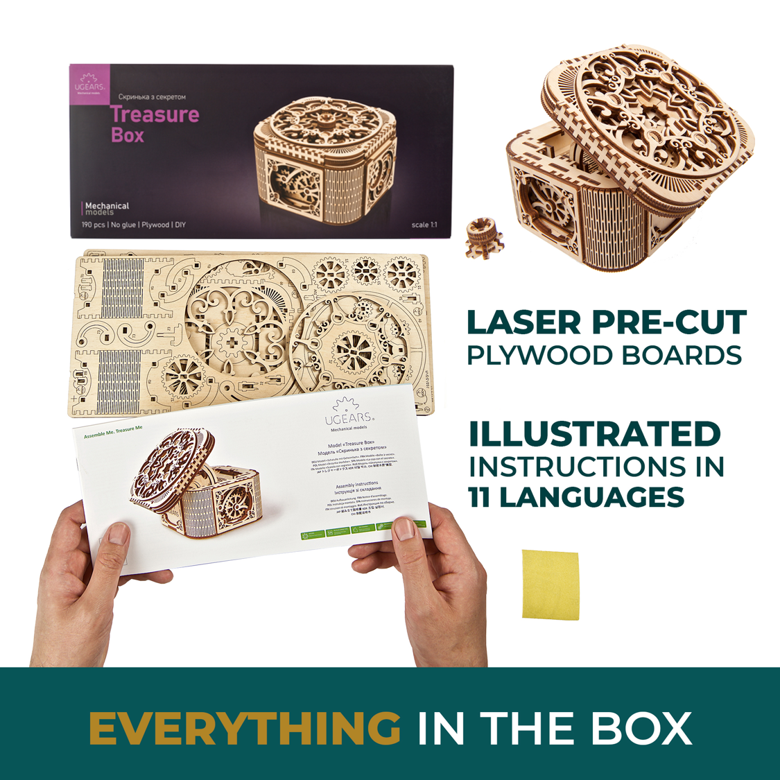 ugears-treasure-box-scatola-portagioie-meccanica-in-legno-da-costruire image 6