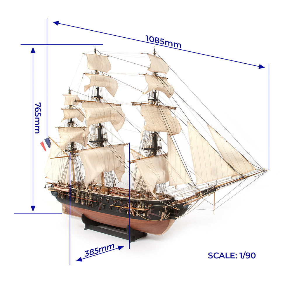 occre-belle-poule-nave-kit-modellismo-navale-in-legno-con-vele-e-supporto image 3