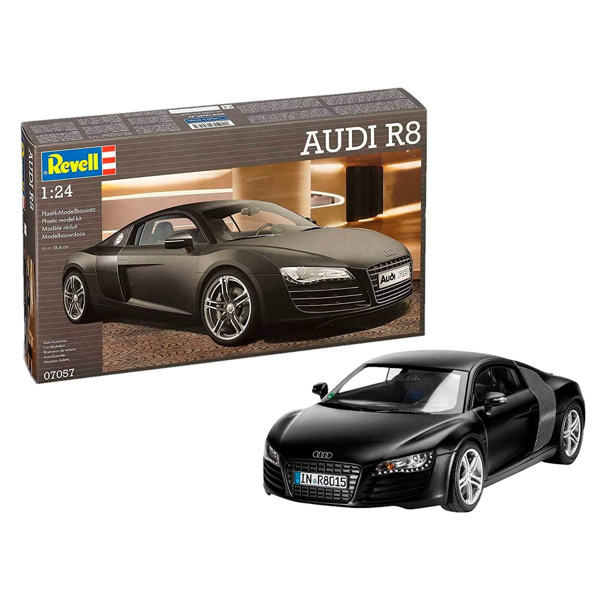 ak-interactive-1-24-audi-r8-black-modello-auto-sportiva-da-costruire image 2