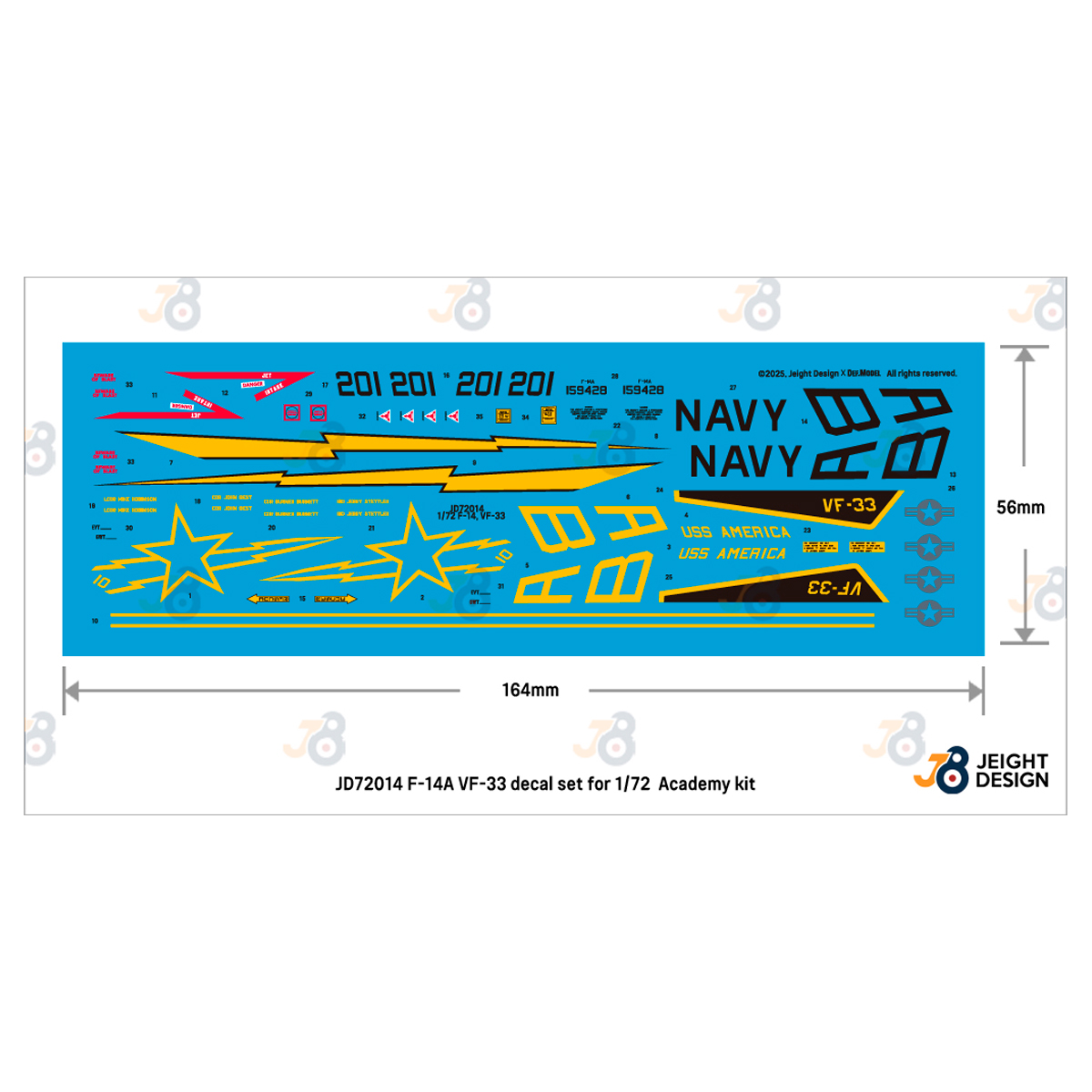 ak-interactive-f-14a-vf-33-decal-set-per-kit-academy-1-72-set-decalcomanie image 2