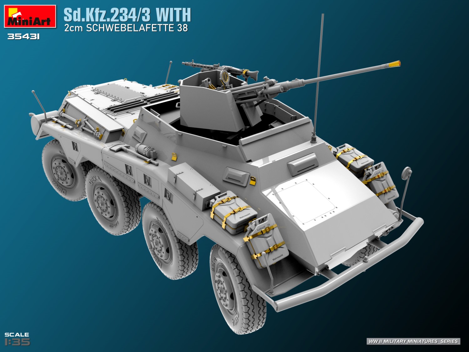 ak-interactive-1-35-sd-kfz-234-3-con-2cm-schwebelafette-38-kit-da-costruire image 3