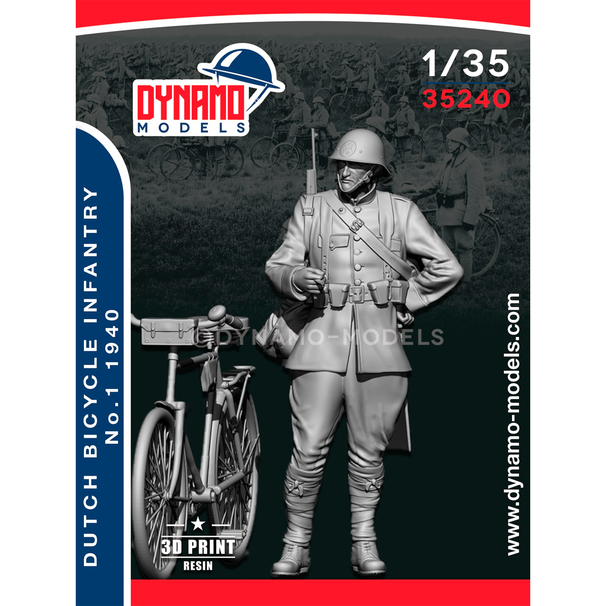 ak-interactive-1-35-dutch-army-bicycle-infantry-1940-with-bicycle image 1