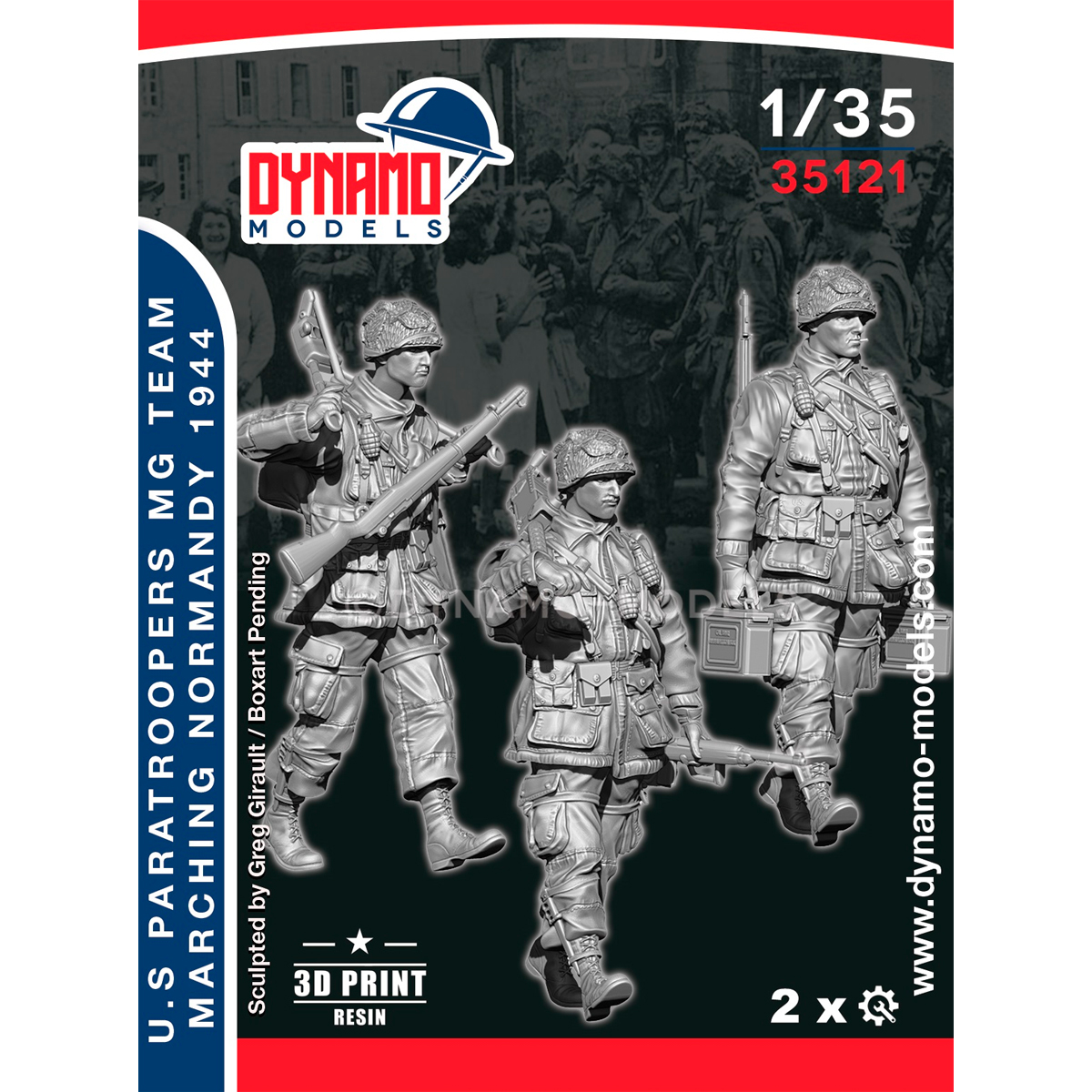 ak-interactive-1-35-u-s-paratrooper-mg-team-marching-normandy-1944-set-figure image 1