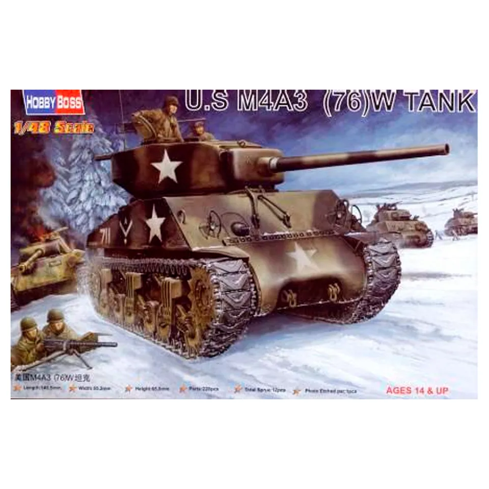 ak-interactive-u-s-m4a3-76-w-tank-1-48-kit-carro-sherman-modellismo image 1