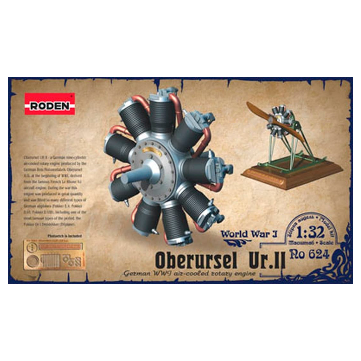 ak-interactive-1-32-oberursel-ur-ii-kit-motore-aeronautico-tedesco-wwi-raffredda image 1