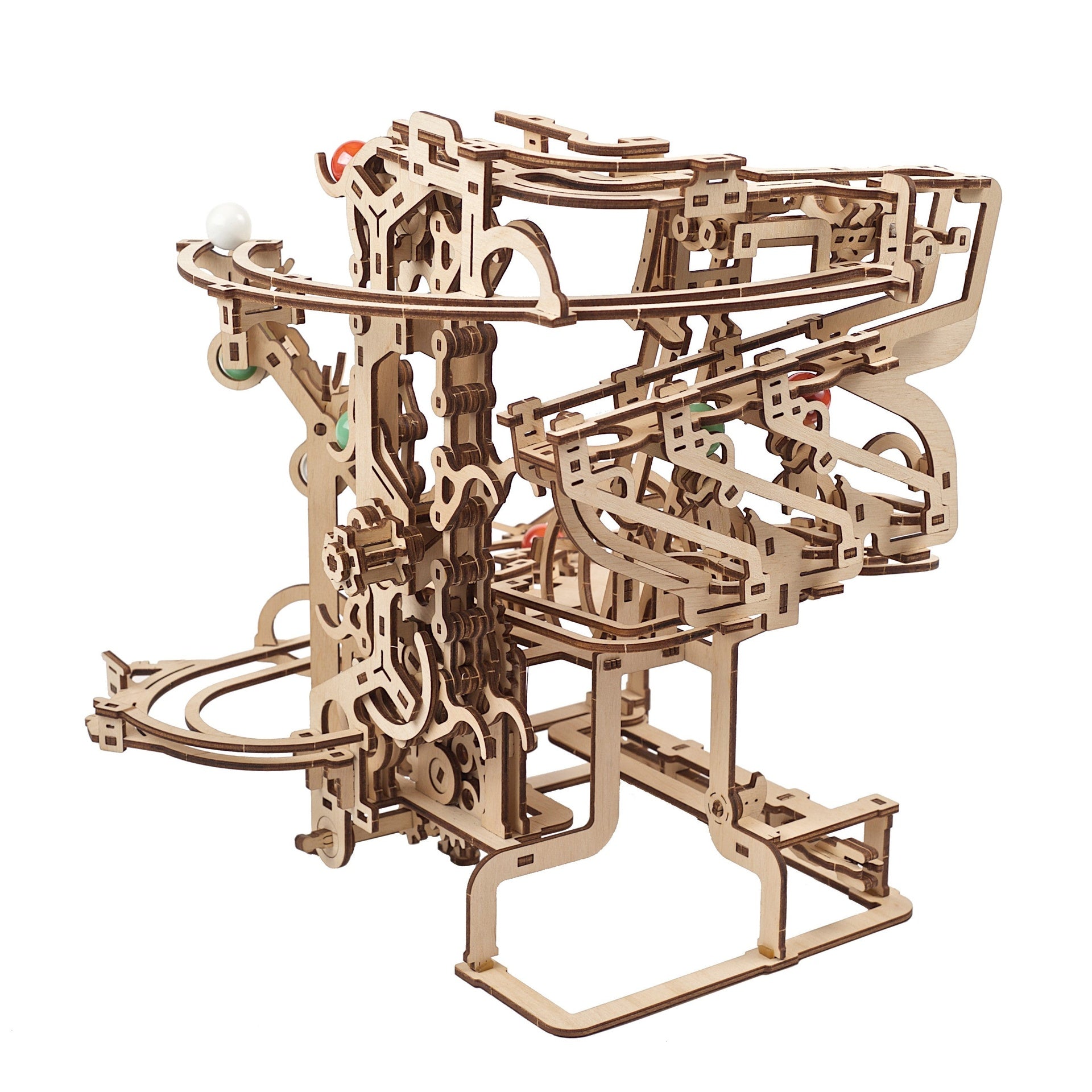 ugears-marble-run-chain-hoist-pista-per-biglie-in-legno-da-costruire-con-catena image 2