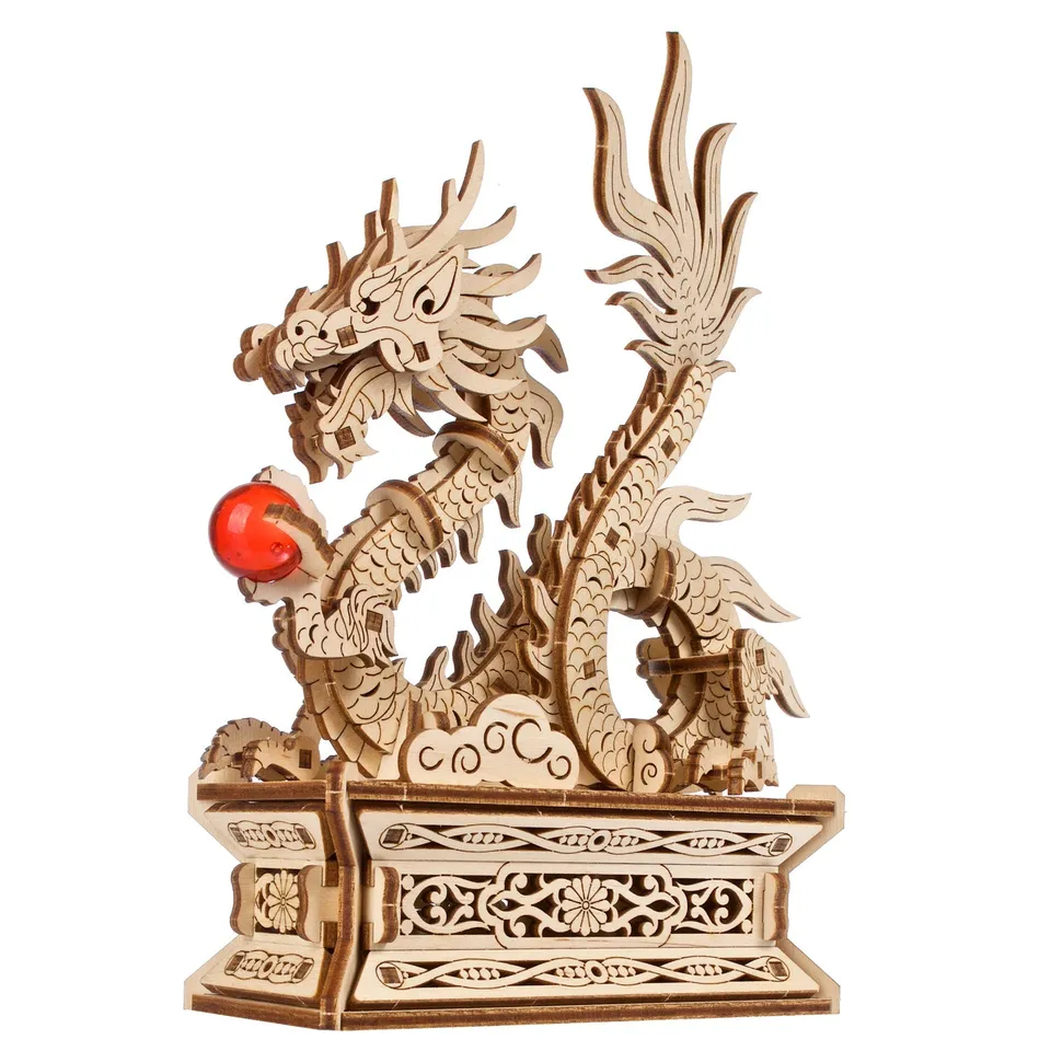 ugears-wood-dragon-modellino-drago-portafortuna-in-legno-3d-con-box image 1