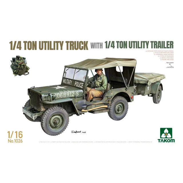 ak-interactive-1-16-1-4-ton-utility-truck-con-utility-trailer-kit-modellismo-mil image 1