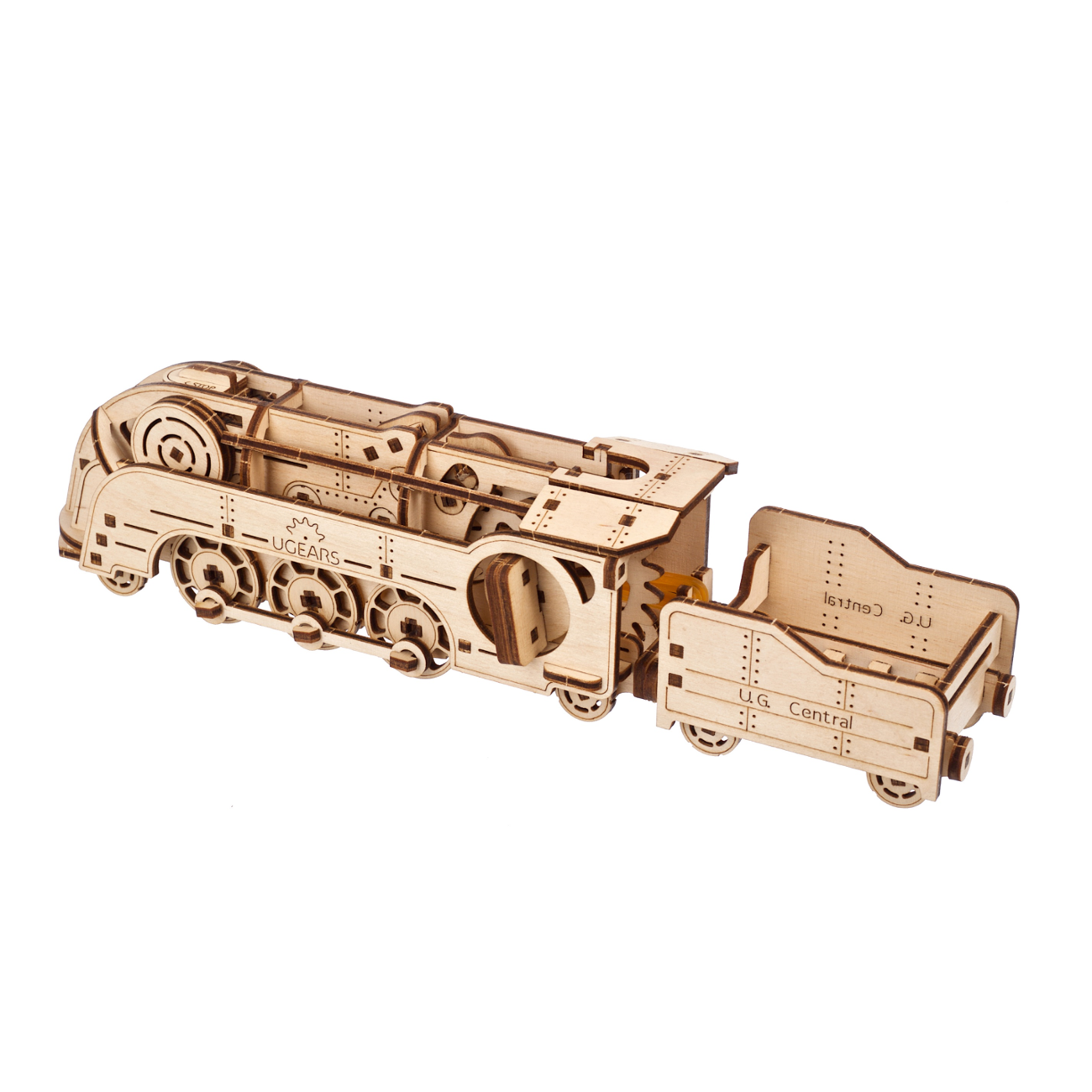 ugears-mini-locomotive-treno-a-moschetto-in-legno-3d-locomotiva-e-tender-percorr image 3