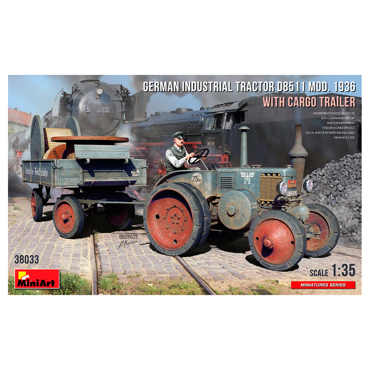 ak-interactive-1-35-german-industrial-tractor-d8511-mod-1936-with-cargo-trailer- image 1