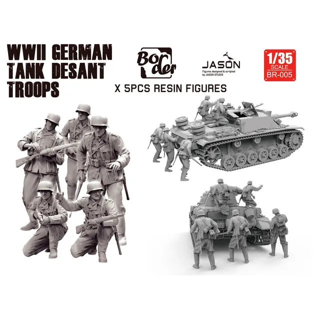 ak-interactive-1-35-wwii-german-tank-desant-troops-5-figure-resina image 1