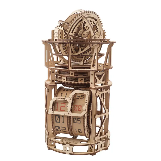 ugears-sky-watcher-tourbillon-table-clock-orologio-meccanico-da-tavolo-da-costru image 1