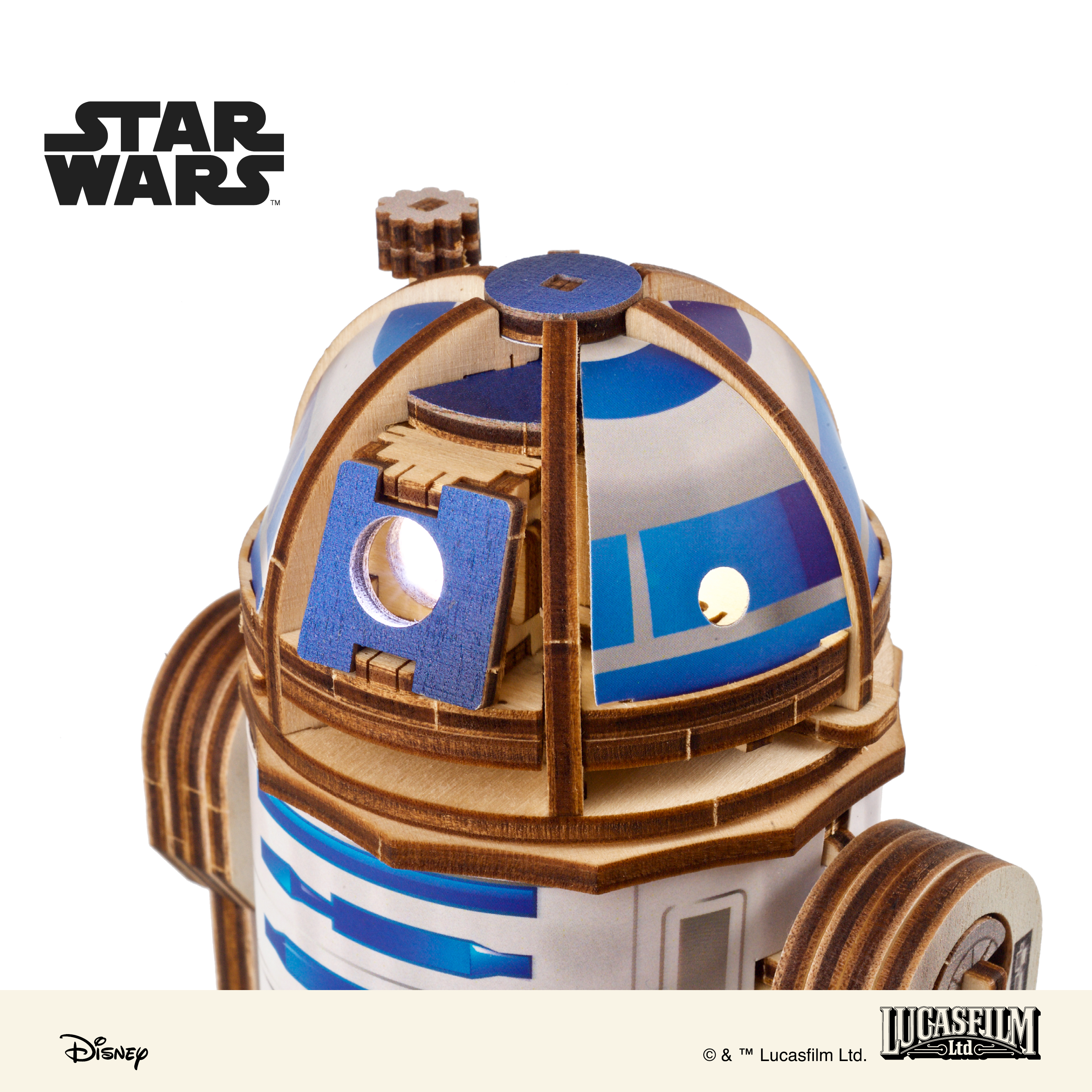 ugears-r2-d2-kit-di-modellismo-in-legno-star-wars-con-led image 8