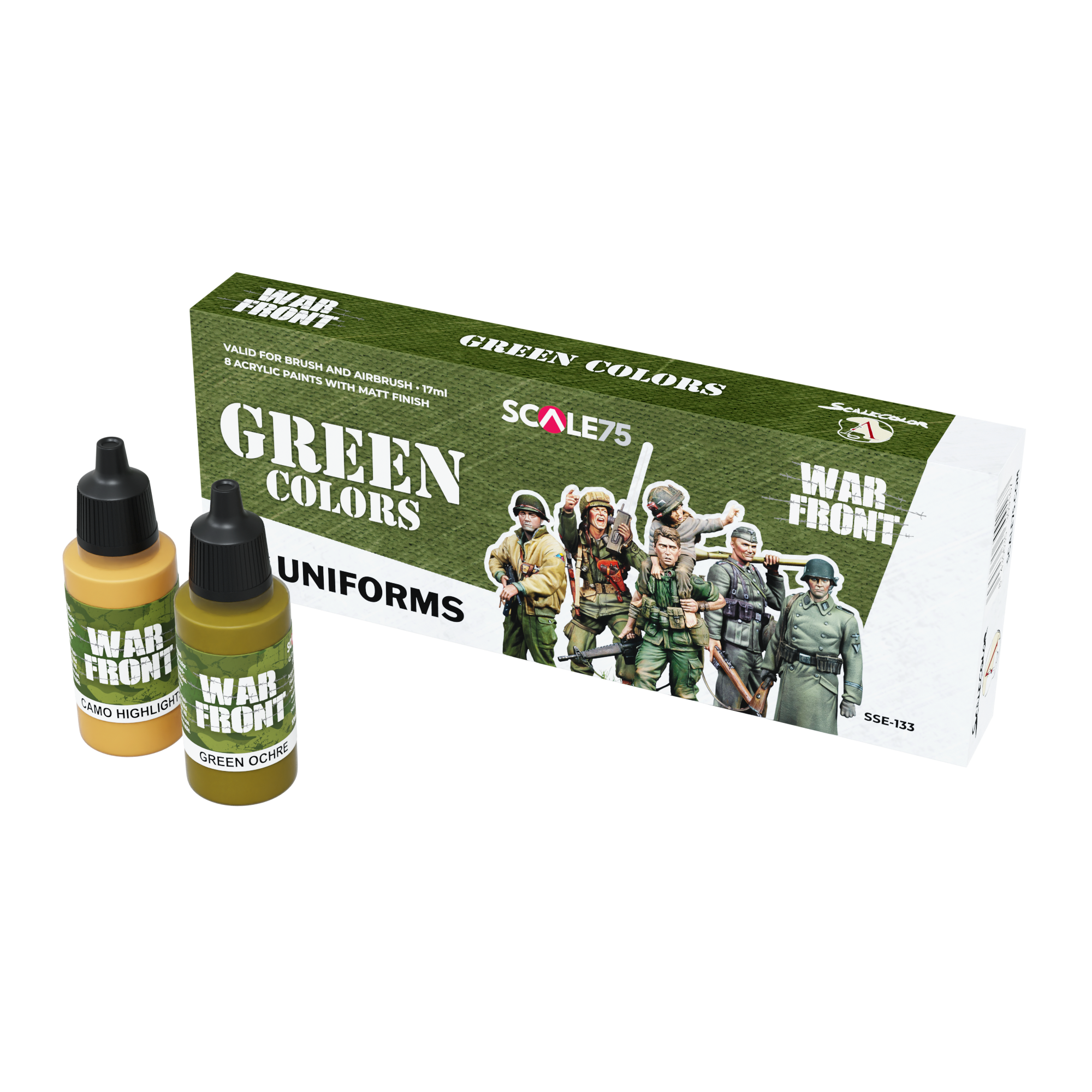 scale75-green-colors-warfront-set-8-acrilici-verdi-militari image 1