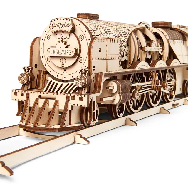 ugears-v-express-treno-a-vapore-con-tender-kit-in-legno image 1